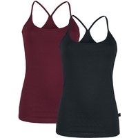 Black Premium by EMP Top - Doppelpack Tops - S bis 5XL - für Damen - Größe 5XL - schwarz/bordeaux von Black Premium by EMP