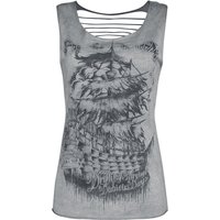 Black Premium by EMP Top - graues Top mit Cut-Outs und Print - S bis 5XL - für Damen - Größe M - grau von Black Premium by EMP