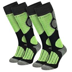 Black Snake® 2 Paar Skisocken für Damen und Herren Funktionssocken Sportsocken - Schwarz/Grau/Lime - 43/46 von Black Snake