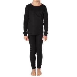 Black Snake® Thermounterwäsche Kinder Thermo Unterwäsche Lange Unterhose + Langarm Unterhemd - Schwarz - 134-140 von Black Snake