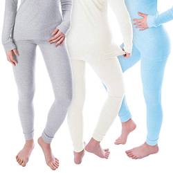 Black Snake Damen Thermo Unterhosen Set | 3 lange Unterhosen | Funktionsunterhosen | Thermounterhosen 3er Pack - Creme/Grau/Hellblau - XL von Black Snake