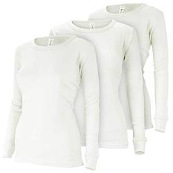 Damen Thermo Unterhemden Set | 3 Langarm Unterhemden | Funktionsunterhemden | Thermounterhemden 3er Pack - Creme - XL von Black Snake