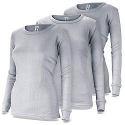 Damen Thermo Unterhemden Set | 3 Langarm Unterhemden | Funktionsunterhemden | Thermounterhemden 3er Pack - Grau - L von Black Snake