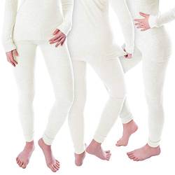 Damen Thermo Unterhosen Set | 3 lange Unterhosen | Funktionsunterhosen | Thermounterhosen 3er Pack - Creme - M von Black Snake