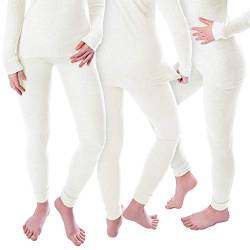 Damen Thermo Unterhosen Set | 3 lange Unterhosen | Funktionsunterhosen | Thermounterhosen 3er Pack - Creme - XL von Black Snake