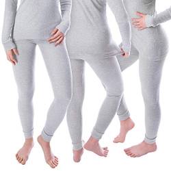 Damen Thermo Unterhosen Set | 3 lange Unterhosen | Funktionsunterhosen | Thermounterhosen 3er Pack - Grau - S von Black Snake