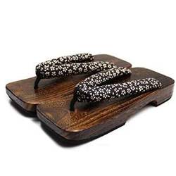 Black Sugar Geta Herren Kleine Fersen Sandale aus Holz Japanischer Yugata Samurai Tong mit Gummi für Haus Out, Cosplay, japanisches Outfit, mehrfarbig, 39 von Black Sugar