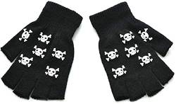 Black Sugar Handschuhe Unisex Handschuhe ohne Finger Wolle Polyester dehnbar robust half Finger Totenkopf Totenkopf Gothic Punk Rock Goth Schwarz Warm Pirat Skull Skull Kinder Erwachsene, Schwarz von Black Sugar