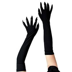 Black Sugar Lange Handschuhe, Damen, dehnbar, Monster, Nägel, Handschuhe, Kralle, Kostüm, Halloween, Karneval, Schwarz, Einheitsgröße, Schwarz , One size von Black Sugar