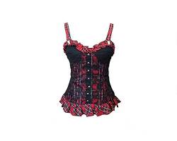 Black Sugar Top aus schottischer Spitze, kariert, Rot / Schwarz / Punk / Goth / Gothic / Bustier mit Trägern Gr. M, Schwarz von Black Sugar