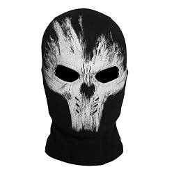 Black Sugar Unisex Ghost Totenkopf Sturmhaube Totenkopf Schwarz Totenkopf Vollmaske winddicht Fahrrad Motorrad Maske Biker Halloween Cosplay Party Radfahren Wandern Ski Gr. Einheitsgröße, Typ C von Black Sugar