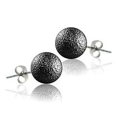 BlackAmazement 2er Set 316L Edelstahl Ohrstecker Ohrringe Kugel Ball Diskokugel 4mm - 12mm silber schwarz gold Damen (Farbe Schwarz- Ø 10mm) von BlackAmazement