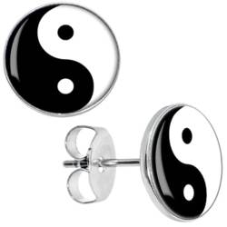 BlackAmazement 2er Set 316L Edelstahl Ohrstecker Ohrringe Yin Yang Taijitu Symbol schwarz weiß Herren Damen (10mm) von BlackAmazement