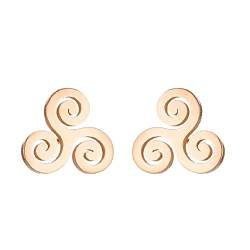 BlackAmazement 2er Set Ohrstecker Piercing 316L Edelstahl Triskele Triskel Kelten Runen Symbol silber rose gold schwarz Damen Herren (Rosegold) von BlackAmazement