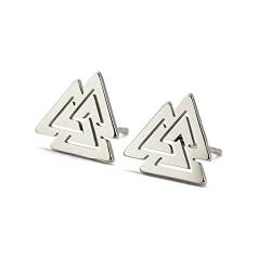 BlackAmazement 2er Set Ohrstecker Piercing 316L Edelstahl Valknut Wotansknoten Wikinger Symbol Odins Knoten silber gold schwarz Damen Herren (Silber) von BlackAmazement