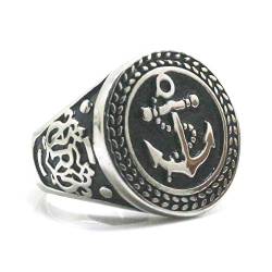 BlackAmazement 316 Edelstahl Ring Massiv Anker Anchor Seefahrer Royal silber schwarz Herren (55 (17,5)) von BlackAmazement