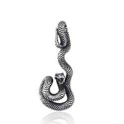 BlackAmazement 316L Edelstahl Anhänger Halskette Massiv Schlange Snake Silber Biker Gothic Damen Herren (Anhänger ohne Kette) von BlackAmazement