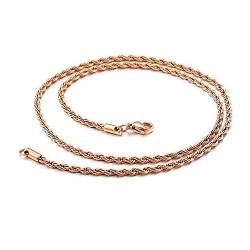 BlackAmazement 316L Edelstahl Halskette Verdrehte Kette Twisted Chain Rund Kettenstärke 2mm 3mm 4mm Kettenlänge 45cm 50cm 55cm 60cm schwarz Silber Rose Gold Damen Herren (Rosegold - Ø 2mm - 55cm) von BlackAmazement