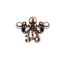 BlackAmazement 316L Edelstahl Helix Cuff Piercing Tragus Ohr Elefant Octopus Schlange Zirkonia CZ Silber Gold türkis Herren Damen (Modell: Octopus) von BlackAmazement