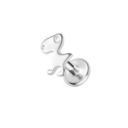 BlackAmazement 316L Edelstahl Labret Ohrstecker Tragus Helix Monroe Piercing Dinosaurier Dino Tyrannosaurus rex. T-rex Silber Schwarz 6mm 8mm Damen (Farbe Silber - Stablänge 8mm) von BlackAmazement