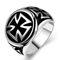 BlackAmazement 316L Edelstahl Ring Celtic Triple Iron Cross Eisernes Kreuz Silber schwarz Heavy Metal Biker Herren (63 (20.1)) von BlackAmazement