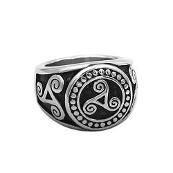 BlackAmazement 316L Edelstahl Ring Triskele Triskel Symbol Silber Schwarz Damen Herren (65 (20.7)) von BlackAmazement