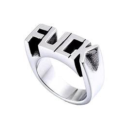 BlackAmazement 316L Edelstahl Ring Wort Buchstaben F U C K Silber Punk Biker Herren (60 (19,1)) von BlackAmazement