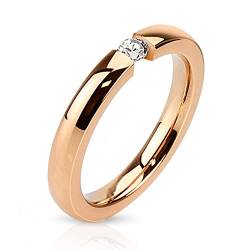 BlackAmazement 316L Edelstahl Ring poliert Rosegold Schwarz Gold Silber IP Zirkonia CZ 3mm Ringgröße 50-68 elegant Damen (Rosegold, 50 (15.9)) von BlackAmazement