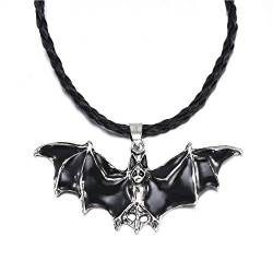 BlackAmazement Anhänger Halskette Fledermaus Bat Gothic Silber Schwarz Damen Herren von BlackAmazement