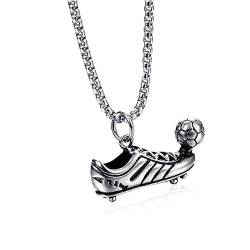 BlackAmazement Halskette mit Anhänger Edelstahl Fußball Schuh Soccer Silber Herren von BlackAmazement