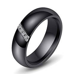 BlackAmazement Keramik Ring Zirkonia CZ besetzt weiß schwarz 6mm Damen (Schwarz, 55 (17.5)) von BlackAmazement
