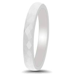 BlackAmazement Keramik Ring facetiert Prism Cut weiß schwarz 3 mm Damen (Weiß, 63 (20.1)) von BlackAmazement