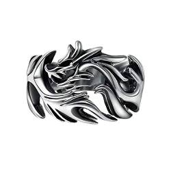 BlackAmazement Ring Drache Dragon Größenverstellbar uni Größe Biker Silber Herren (uni) von BlackAmazement