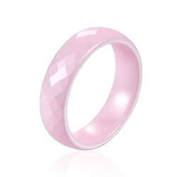BlackAmazement Ring Keramik facetiert prism cut rosa weiß schwarz 6mm Damen (Rosa, 52 (16.6)) von BlackAmazement