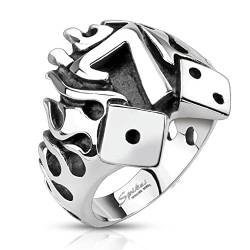 BlackAmazement Unisex Edelstahl Ring Silber Flamme Lucky 7 Würfel Poker Zocker Karten Silver Flame Seven (63 (20.1)) von BlackAmazement