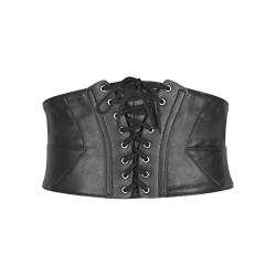 BlackButterfly Breites Korsett Waspie elastische Taille Kunstleder Gürtel (Schwarz, XL) von BlackButterfly