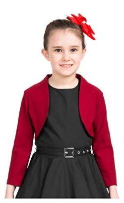 BlackButterfly Kinder Maßgeschneiderte 3/4 Hülse Bolero Mädchen (Burgunderrot, 5-6 Jahre) von BlackButterfly