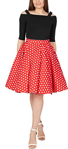 BlackButterfly Polka-Dots 1950er-Jahre Swing Tellerrock (Rot, 4XL) von BlackButterfly