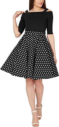 BlackButterfly Polka-Dots 1950er-Jahre Swing Tellerrock (Schwarz, 5XL) von BlackButterfly