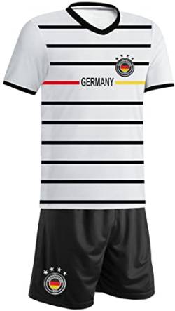 Blackshirt Company Deutschland Kinder Trikot Set Fußball Fan Zweiteiler Weiss Schwarz Größe 116 von Blackshirt Company