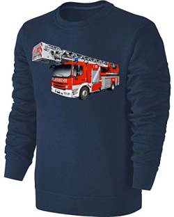 Blackshirt Company Feuerwehrauto Kinder Sweatshirt Feuerwehr Pullover Blau Größe 104 von Blackshirt Company