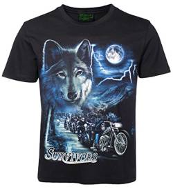 Blackshirt Company Herren Damen T-Shirt Motorrad Wolf Survivors Biker Shirt Schwarz Größe XL von Blackshirt Company