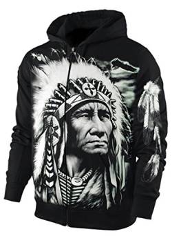 Blackshirt Company Hoodie Sweatshirt Kapuzenjacke Herren Damen Indianer Häuptling Jacke Sweatjacke Schwarz Größe M von Blackshirt Company