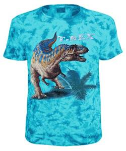 Blackshirt Company Kinder T-Shirt Dinosaurier T-Rex Batik Dino Shirt Größe 128 von Blackshirt Company