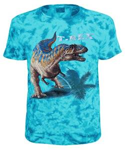 Blackshirt Company Kinder T-Shirt Dinosaurier T-Rex Batik Dino Shirt Größe 152 von Blackshirt Company