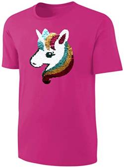 Blackshirt Company Kinder T-Shirt Wende Pailletten Einhorn Streichel Shirt Pink Größe 104 von Blackshirt Company