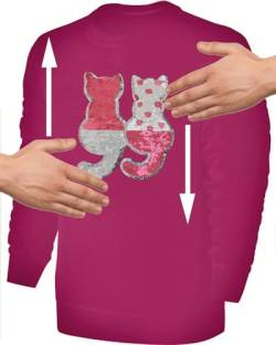 Blackshirt Company Kinder Wende Pailletten Mädchen Sweatshirt Katzen Streichel Pullover Pink Größe 140 von Blackshirt Company
