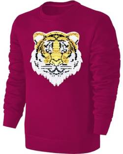 Blackshirt Company Kinder Wendepailletten Sweatshirt Tiger Streichel Pullover Pulli Hoodie Pink Größe 116 von Blackshirt Company
