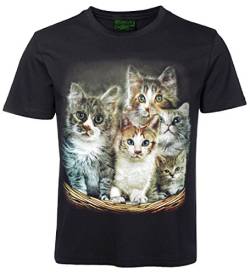 Damen Herren T-Shirt Katze Katzen Kätzchen Rock Chang Shirt Schwarz Größe M von Blackshirt Company