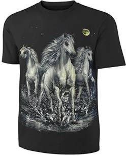 Damen Herren T-Shirt Pferde Schimmel Mustang Hengst Shirt Schwarz Größe XL von Blackshirt Company